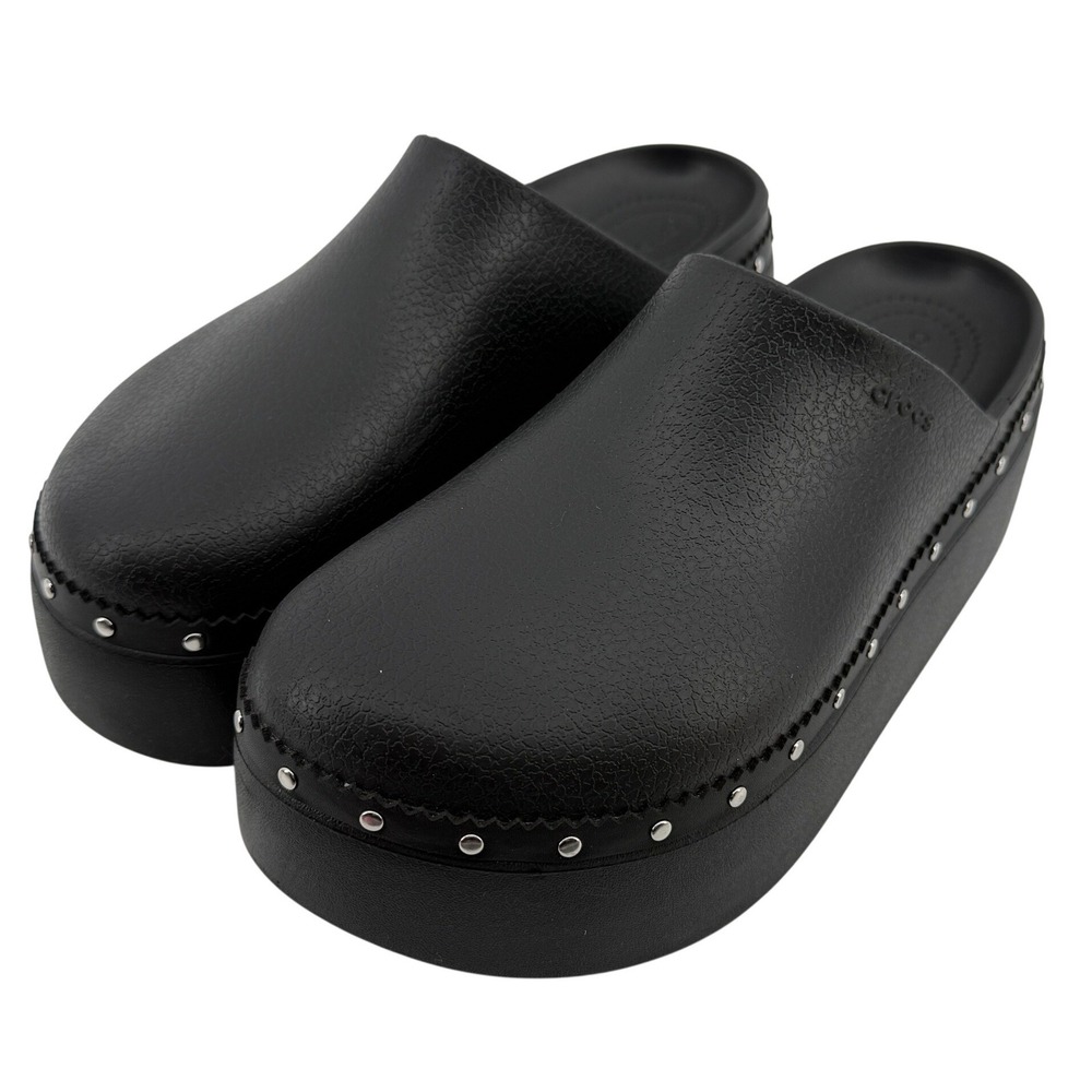 Crocs Dylan Platform Studded Clog Mule Black Women 10 Chunky Y2K Casual Slip On